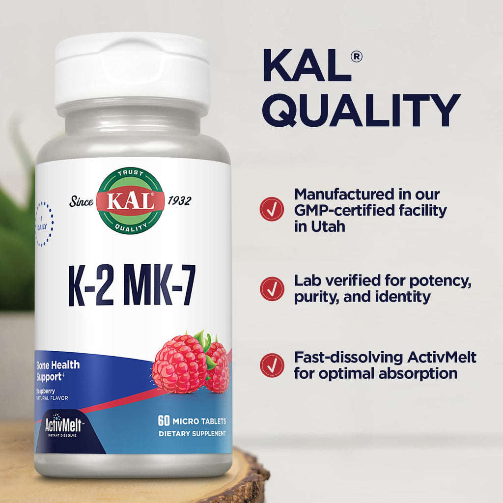 KAL Vitamin K2 MK7 ActivMelt 100 mcg Tablets - 60 Micro Tablets - image 4