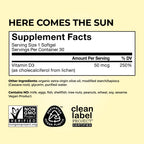 HUM Here Comes The Sun Vitamin D3 Immune Support - 30 Softgels - image 5