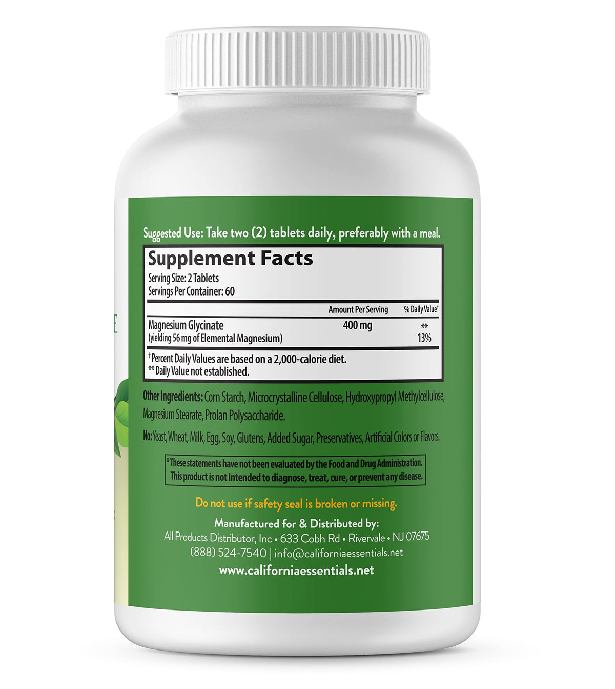 California Essentials Magnesium Glycinate 400 - Chelated