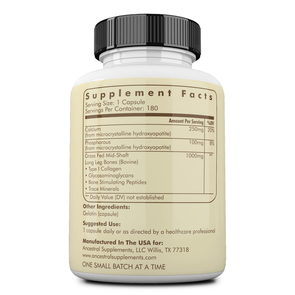 Ancestral Supplements Grass Fed Beef Living Bone Supplement - 180 Capsules - image 2