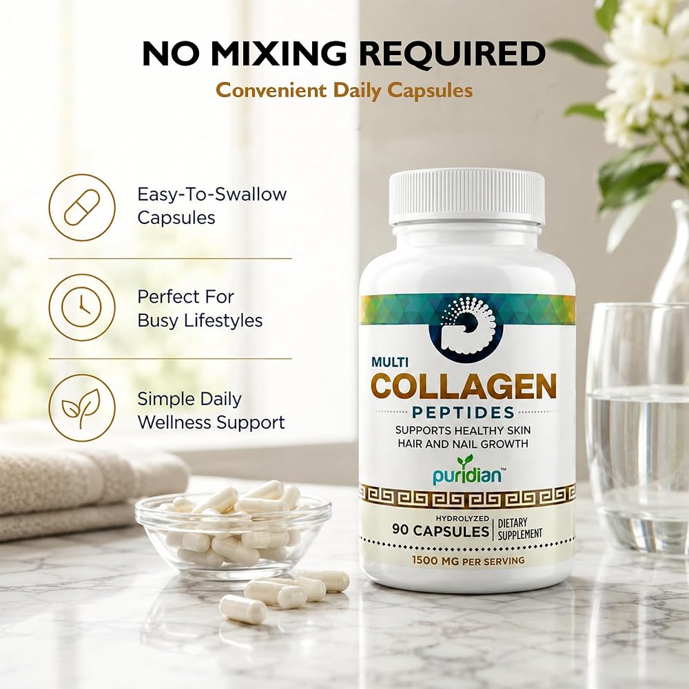 Puridian Collagen Peptides Capsules for Women - 90 Count - image 5