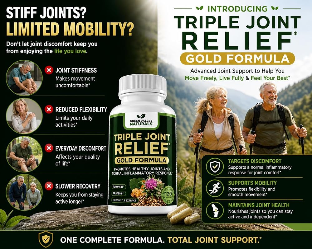 Green Valley Naturals Triple Joint Relief Gold - 120 Capsules - image 3