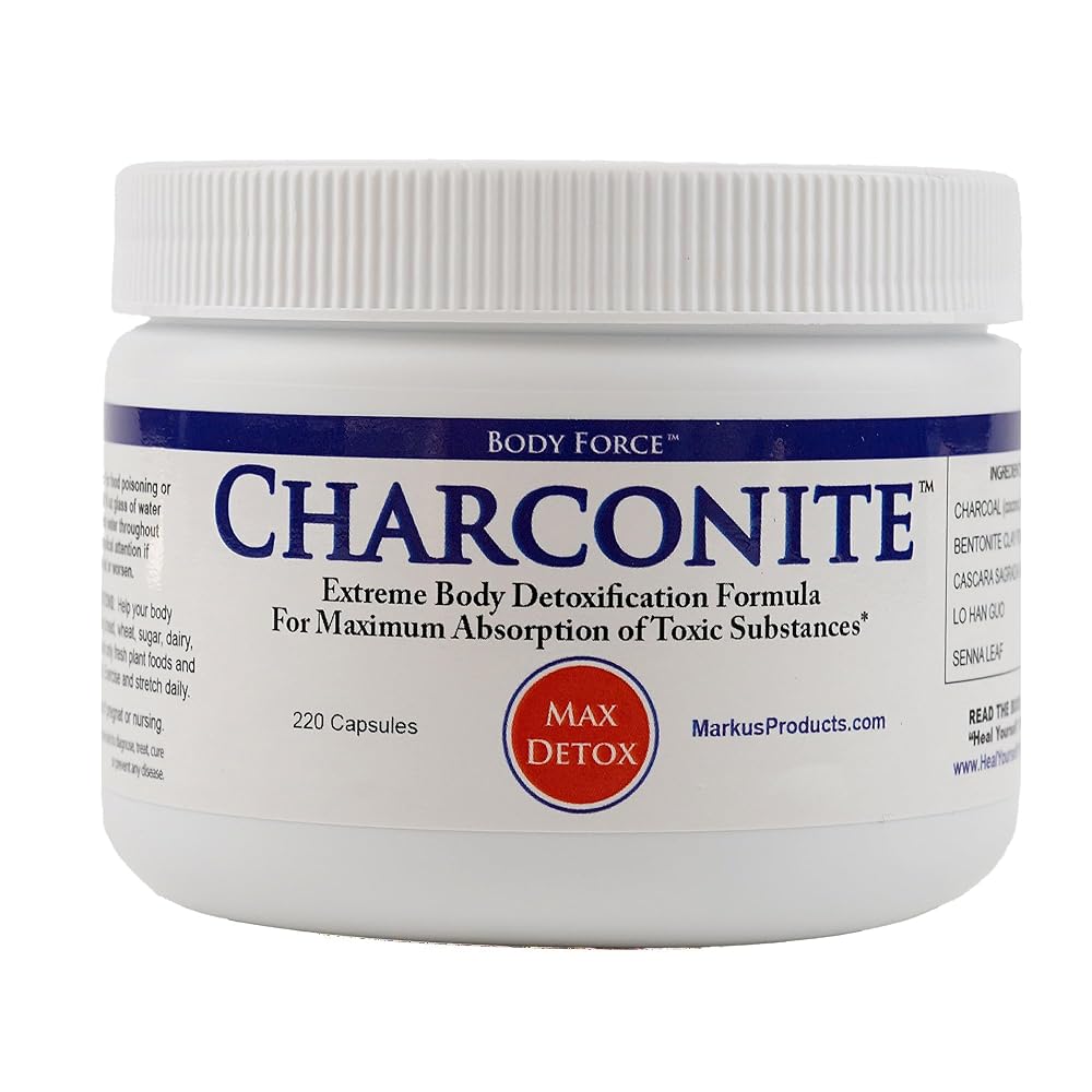 Body Force Charconite Activated Charcoal & Bentonite Capsules - 220 Count