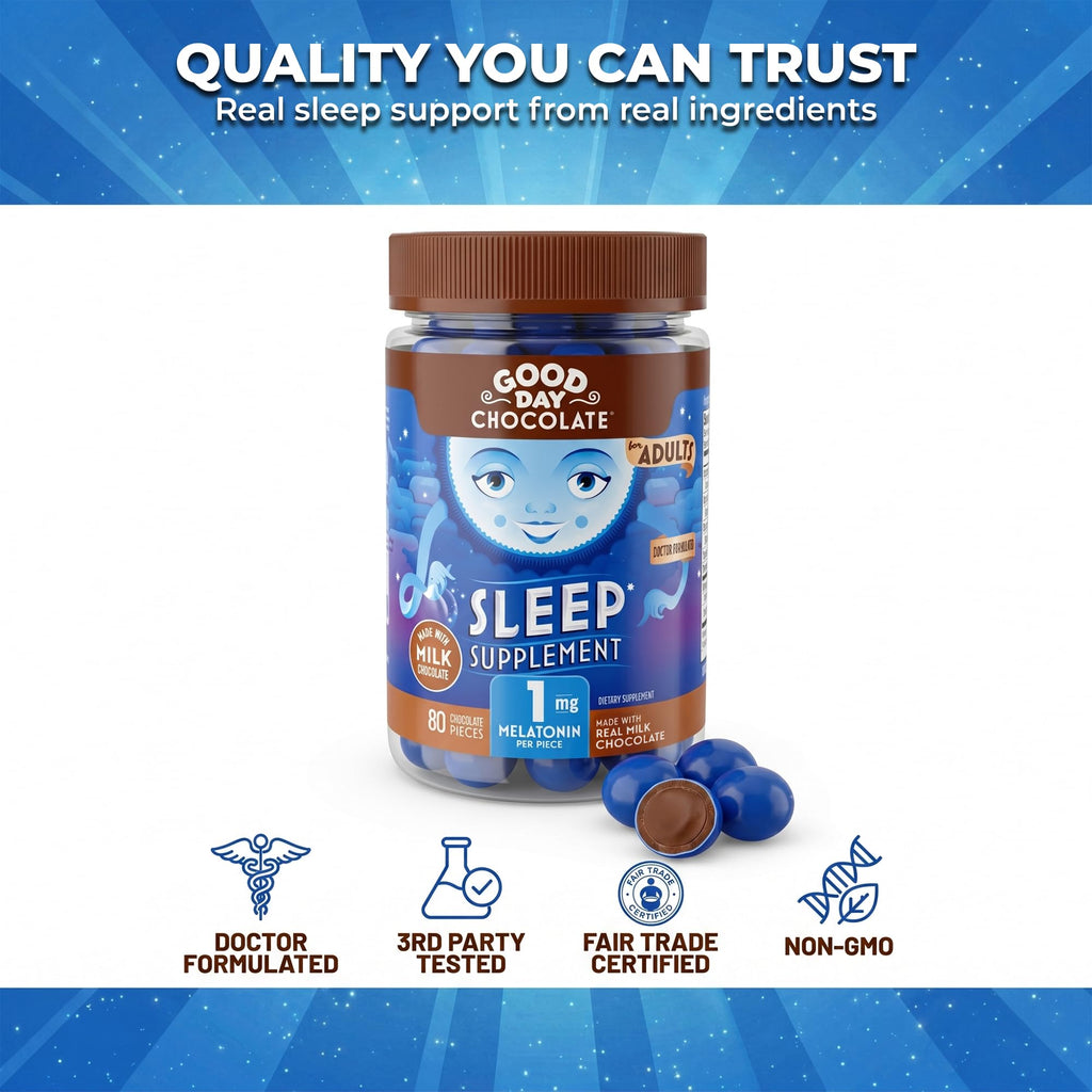 Good Day Chocolate Melatonin 1 mg Sleep Aid - 80 Count - image 4
