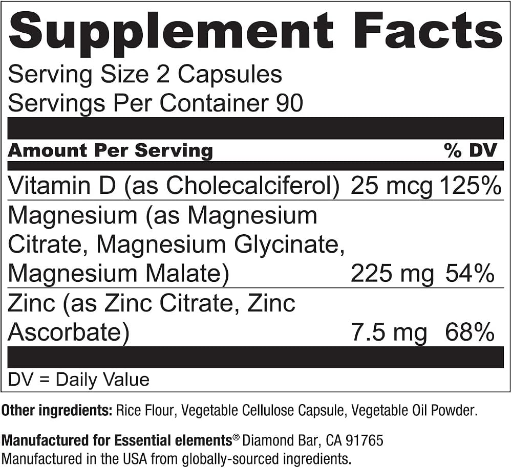 Essential Elements Magnesium Plus Zinc with Vitamin D3 - 540 Capsules - image 7