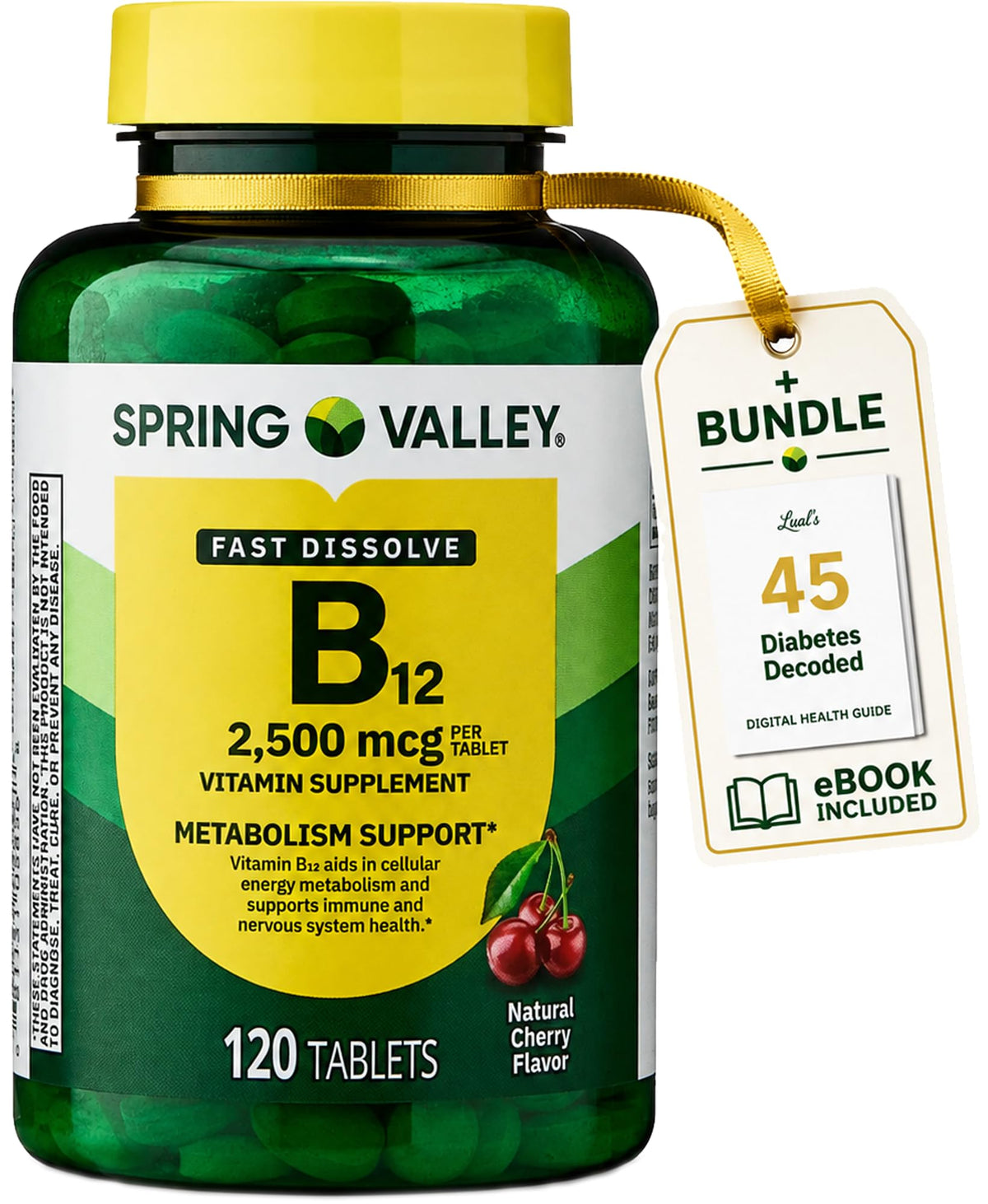 LUAL Spring Valley Vitamin B12 Quick-Dissolve Tablets 2500 mcg - 120 Tablets