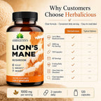 HERBALICIOUS Lion's Mane Supplement Capsules for Memory & Focus - 120 Capsules - image 7