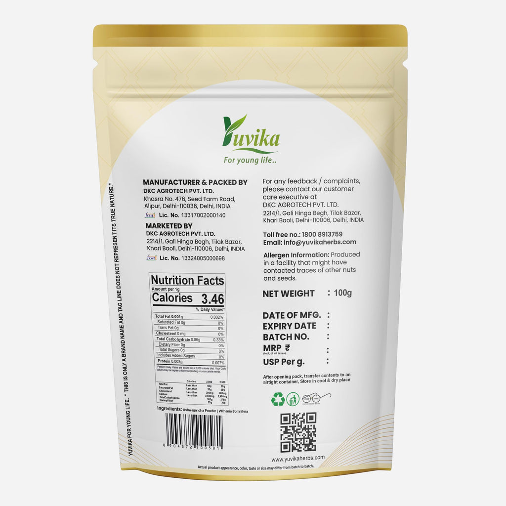 Yuvika Ashwagandha Powder (Withania Somnifera) - 100 Grams - image 3