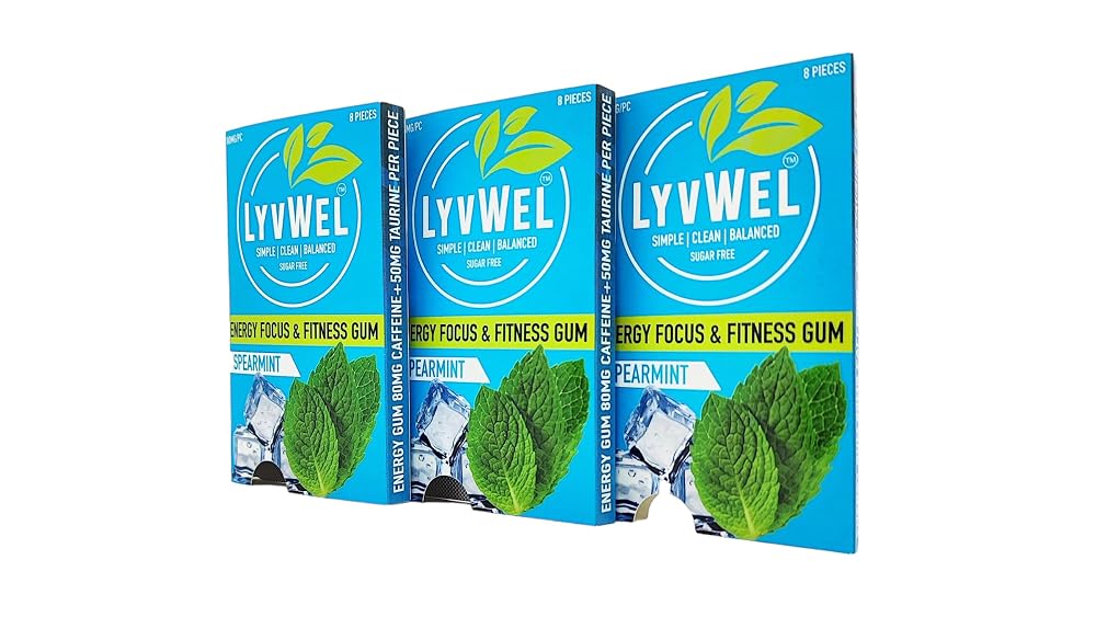 LyvWel Energy Gum 80mg Caffeine Spearmint - 24 Count - image 2
