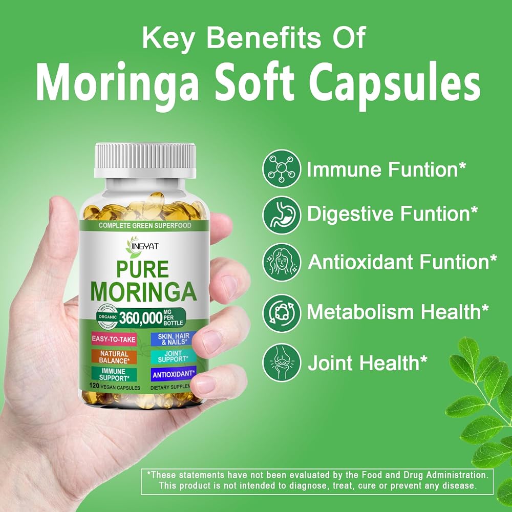 JINGYAT Moringa Softgels Organic Extract for Energy - 120 Softgels - image 2
