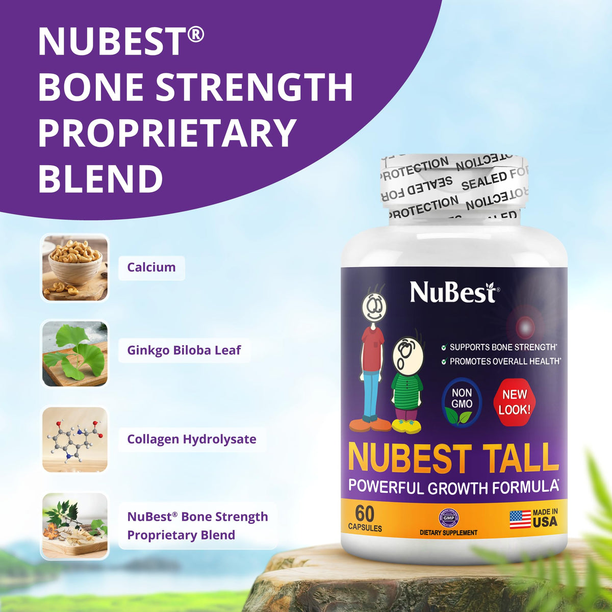 NuBest Tall Bone Strength Capsules for Kids & Teens - 60 Capsules - image 2