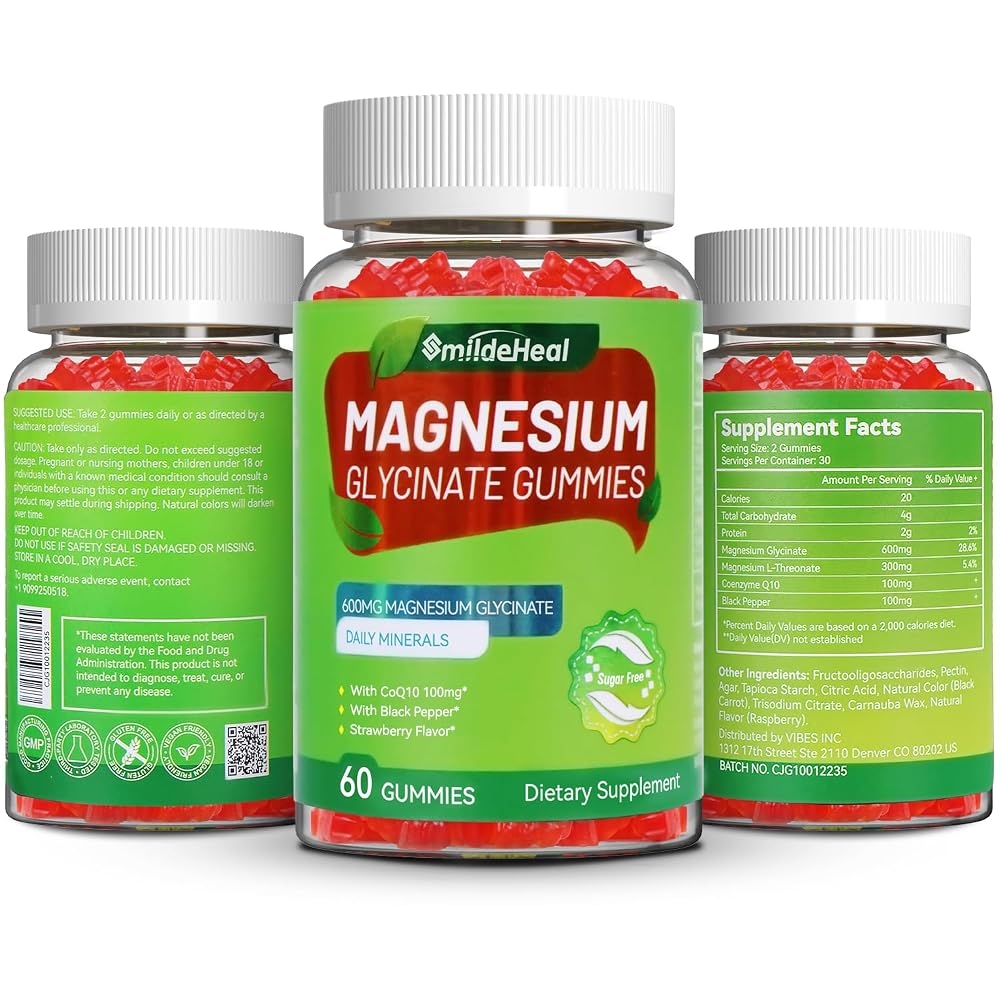 SmildeHeal Magnesium Glycinate Gummies 600mg