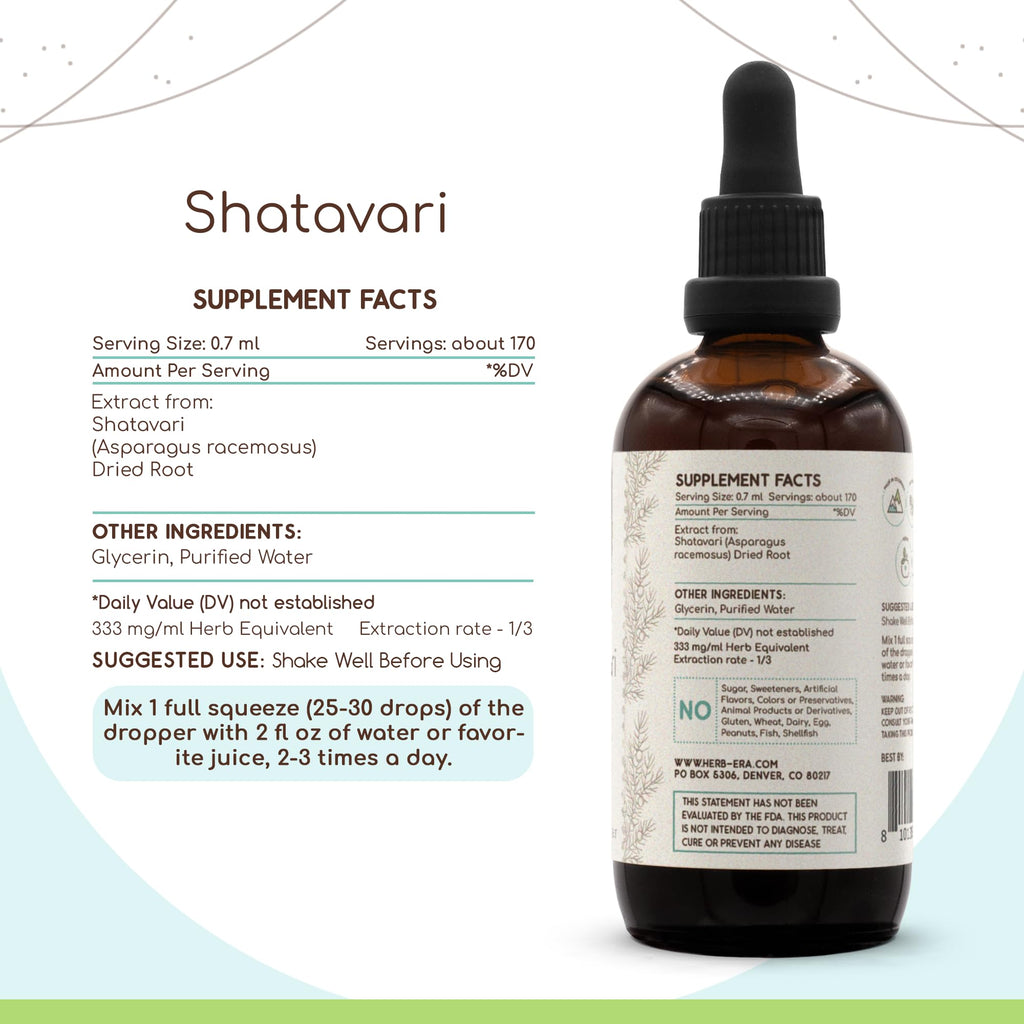 HerbEra Shatavari Alcohol-Free Herbal Extract Tincture