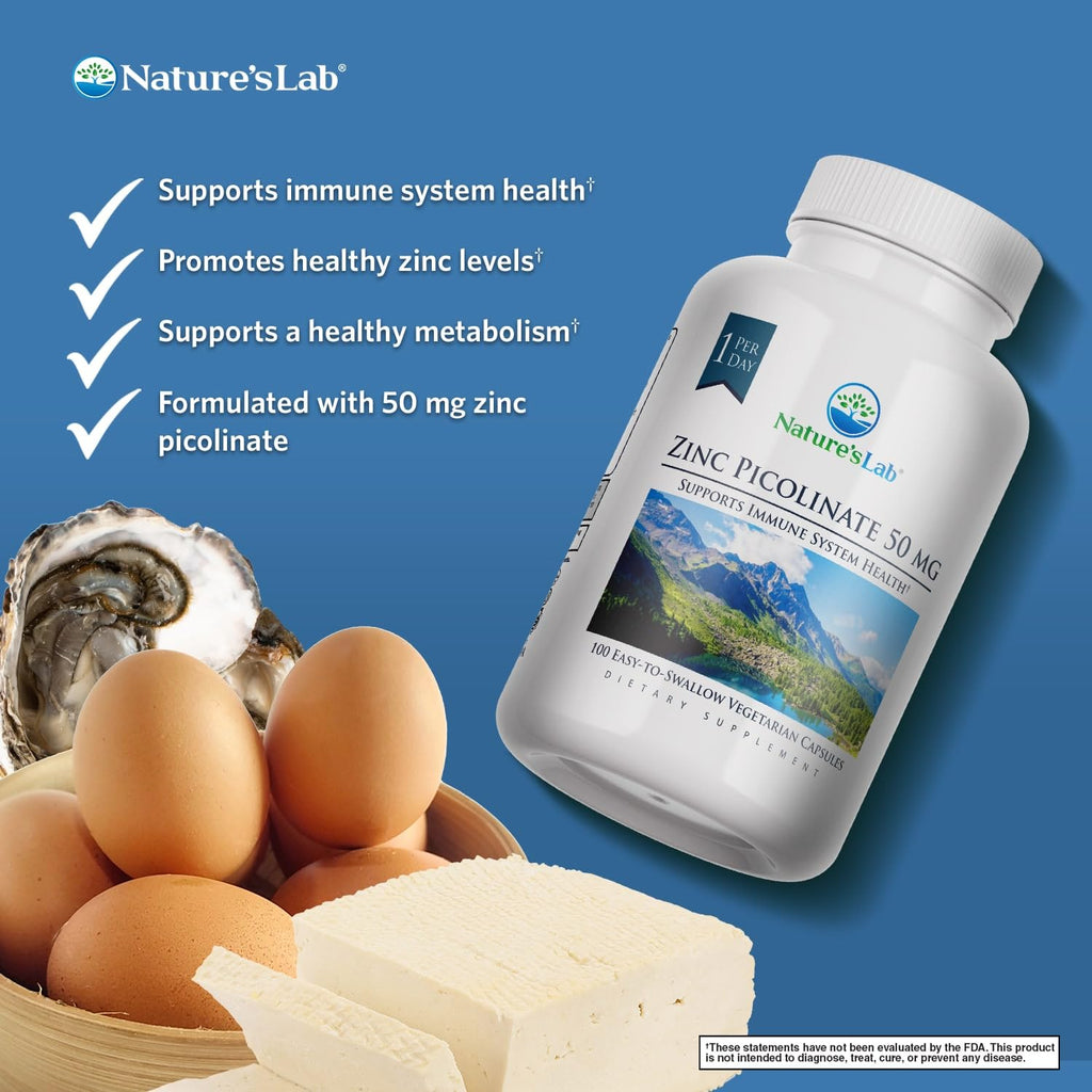 Nature's Lab Zinc Picolinate 50mg - 100 Capsules - image 2