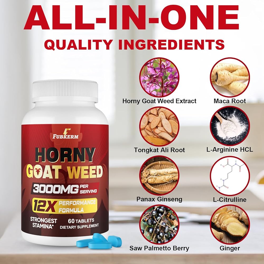Fubkerm Horny Goat Weed 12 in 1 Male Performance - 60 Tablets - image 3