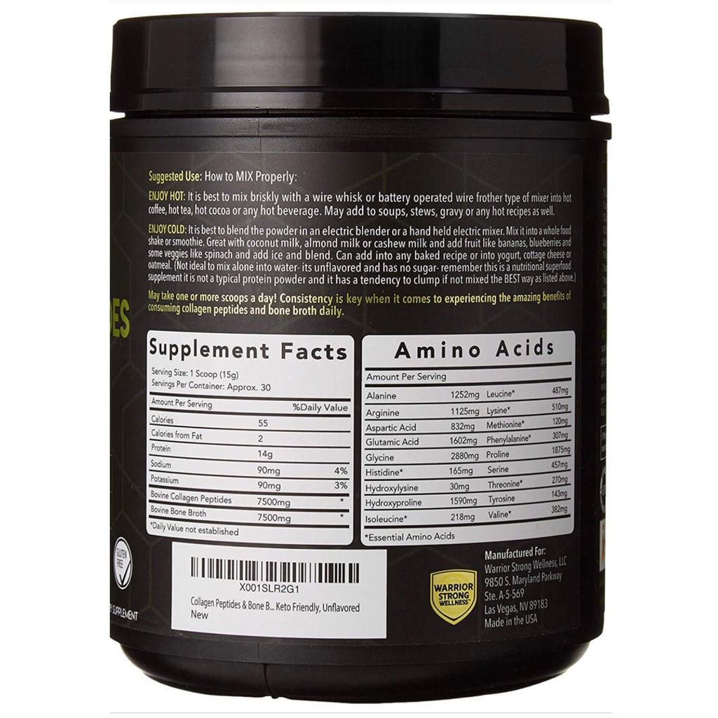 Warrior Strong Wellness Collagen Peptides Bone Broth Powder - 15.9 oz - image 2