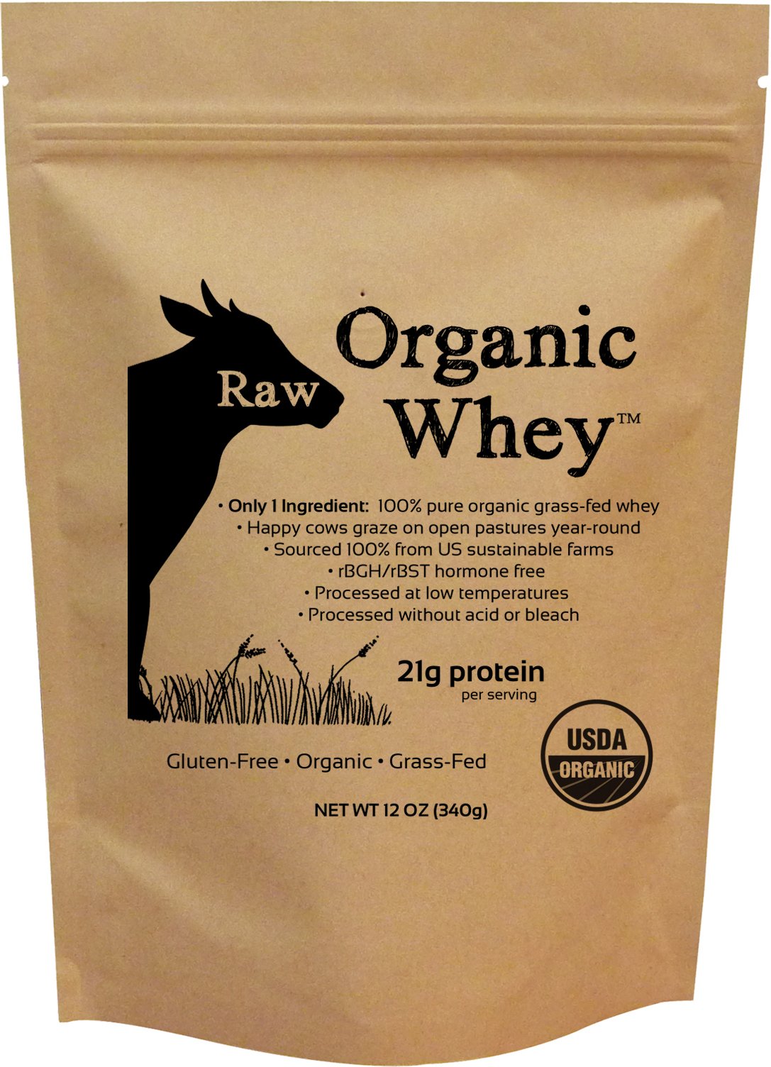 Raw Organic Whey Grass Fed Unflavored Whey Protein Powder - 12 oz