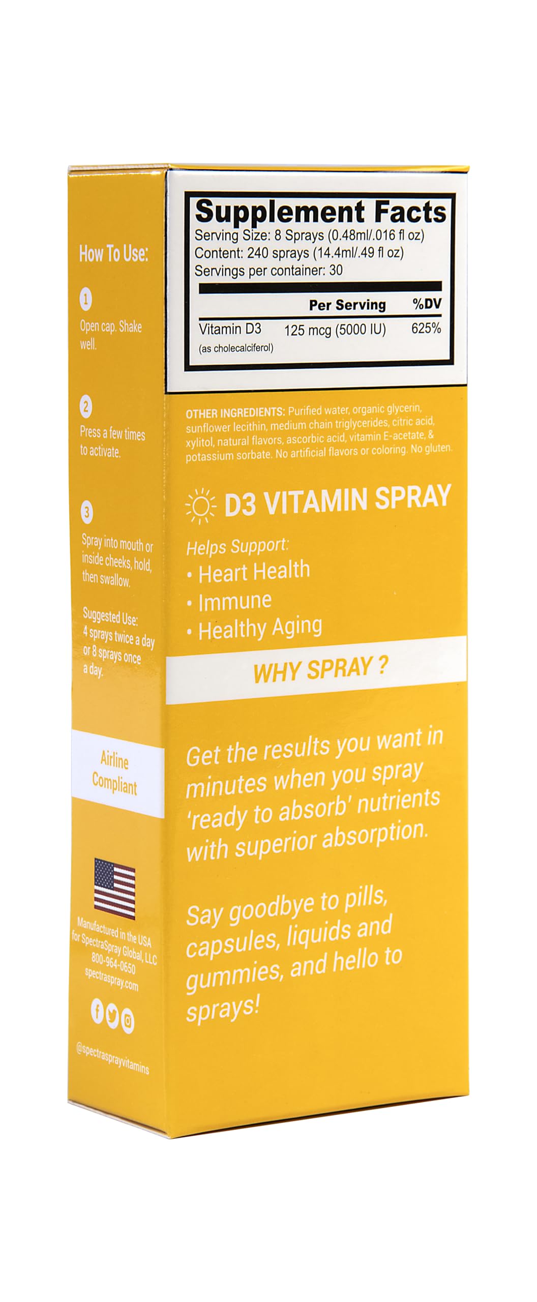Spectraspray Vitamin D3 5000IU Spray - 30 Day Supply - image 3