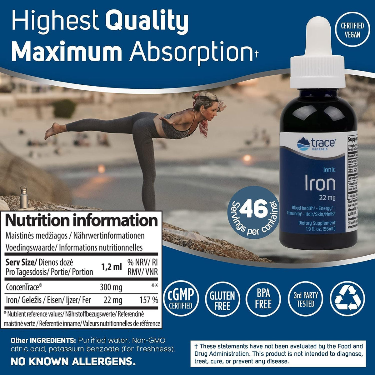 Trace Minerals Iron Liquid Supplement 22 mg - 1.9 fl oz - image 2