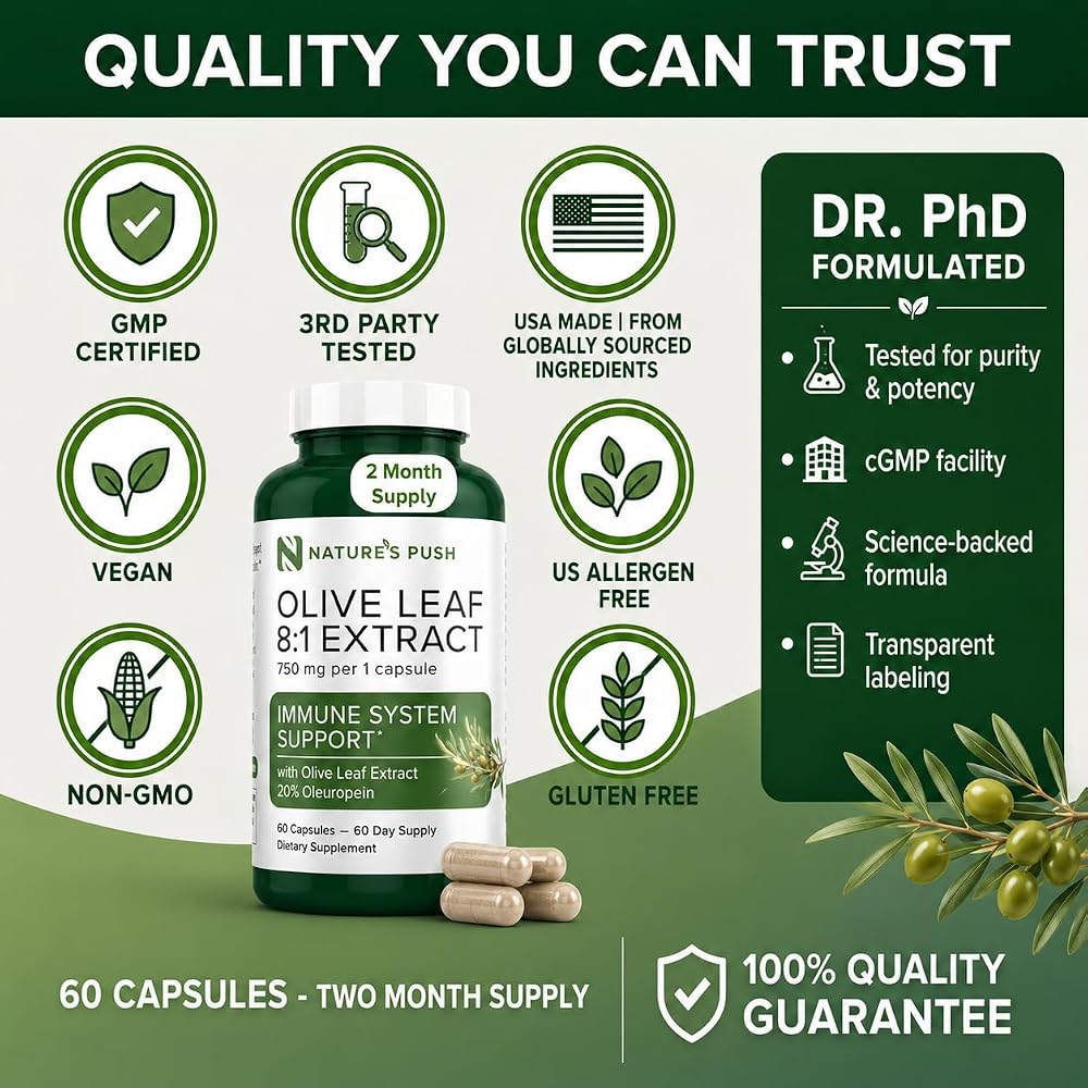 Nature's Push Olive Leaf Extract 750mg - 60 Capsules - image 2