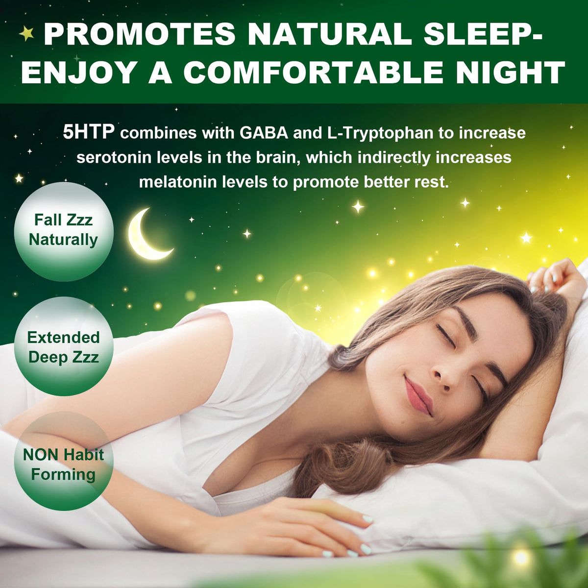 NEVISS 5-HTP Gummies, Melatonin Free Gummies