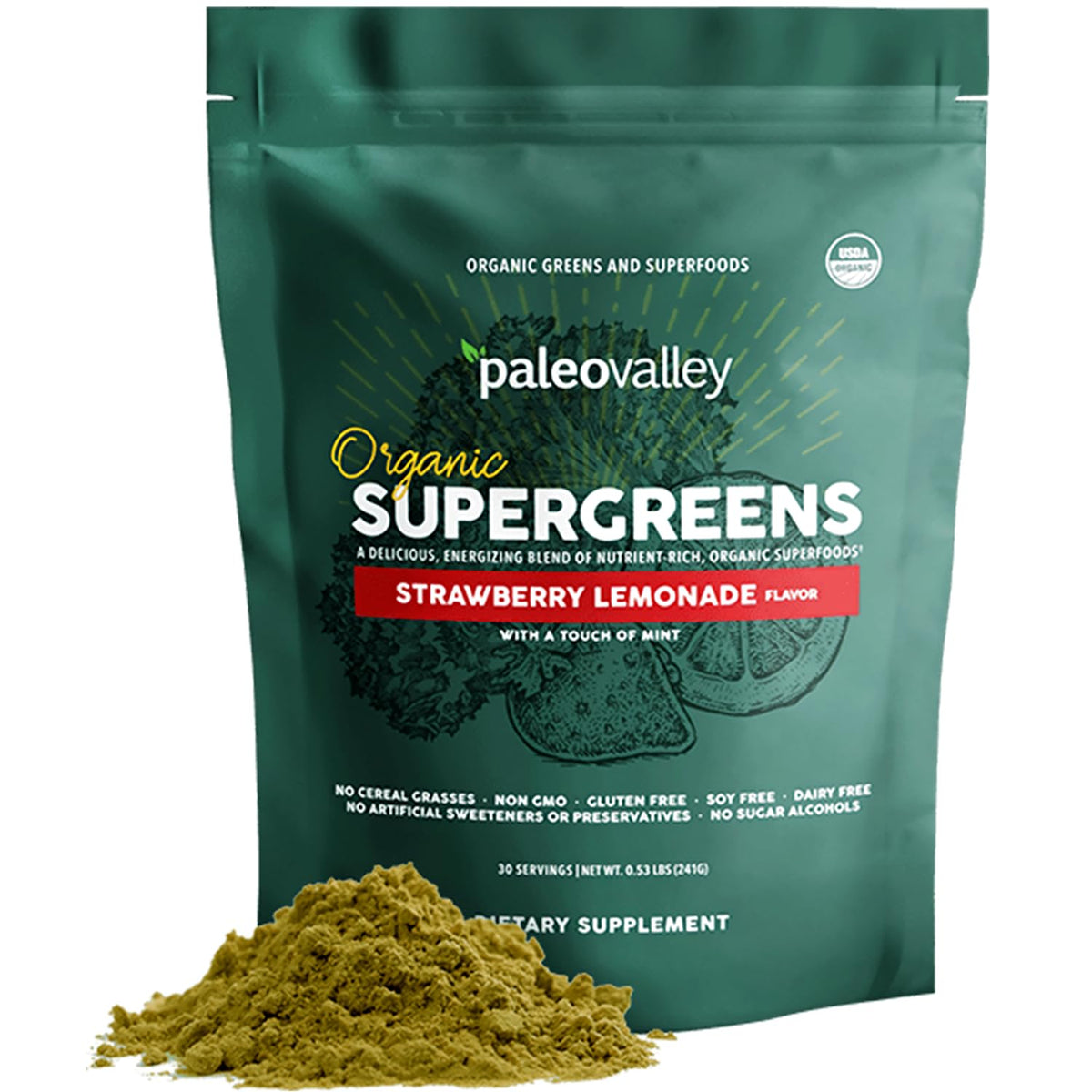 Paleovalley Organic Supergreens Powder with 23 Superfoods - 8.48 oz