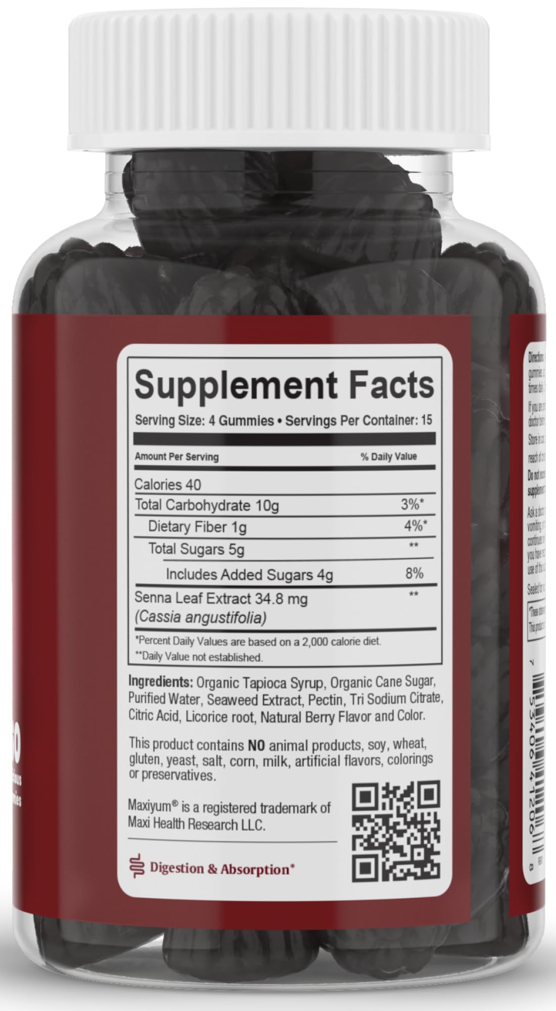 Maxi Health Laxative Gummies with Senna, Berry - 60 Count - image 2