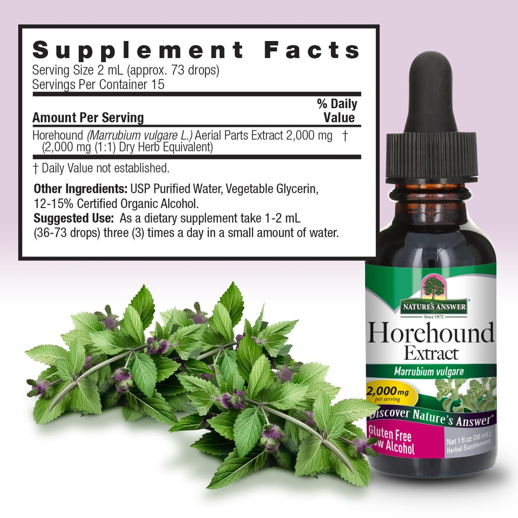 Nature's Answer Horehound Liquid Extract - 1 Fl Oz - image 3