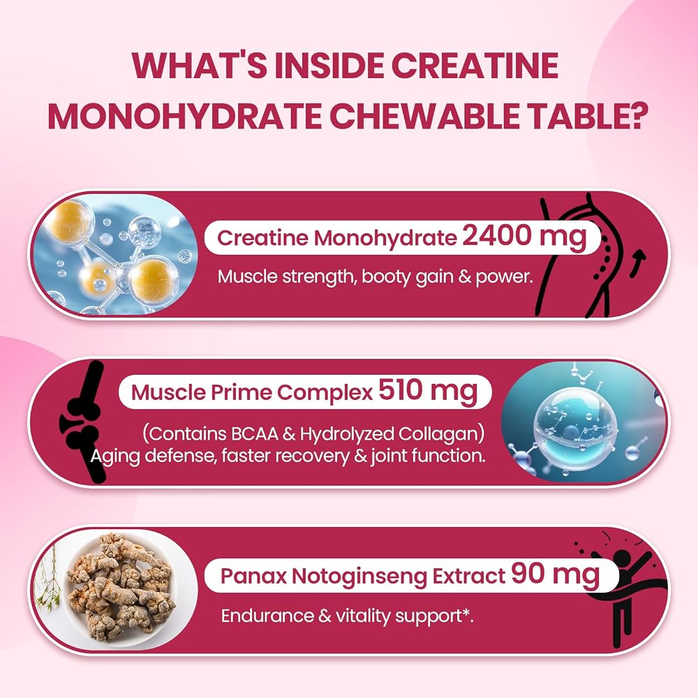 Zeylamum Creatine for Women with Collagen & BCAA - 90 Chews - image 5