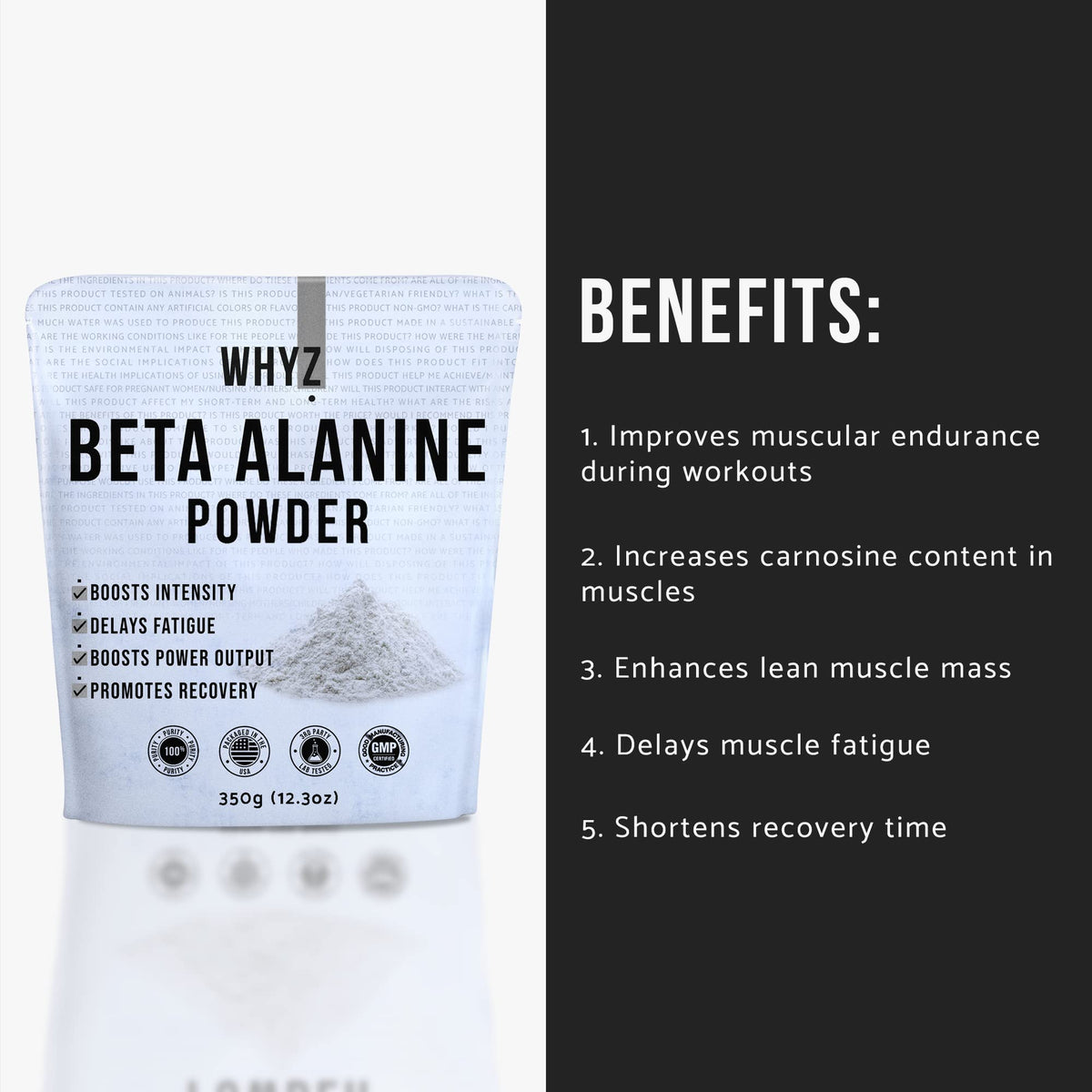 WHYZ Beta Alanine Powder Pre-Workout for Endurance - 350g - image 5