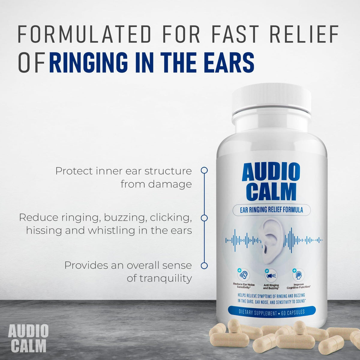 BACTICURE Audio Calm Tinnitus Relief - 60 Capsules - image 2