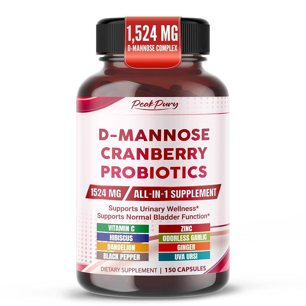 PeakPury D-Mannose Complex 1,524 mg with Cranberry & Probiotics - 150 Capsules