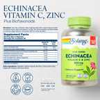 SOLARAY Echinacea with Vitamin C & Zinc Immune Support - 180 Vegetarian Capsules - image 2