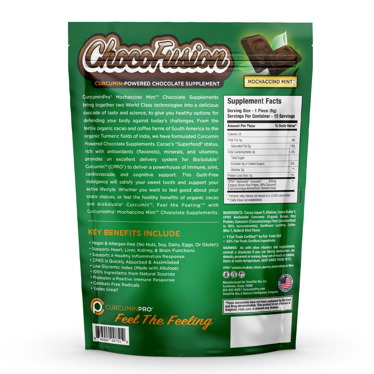 CurcuminPro ChocoFusion Moccachino Mint Curcumin Chocolate - 30 Count - image 2