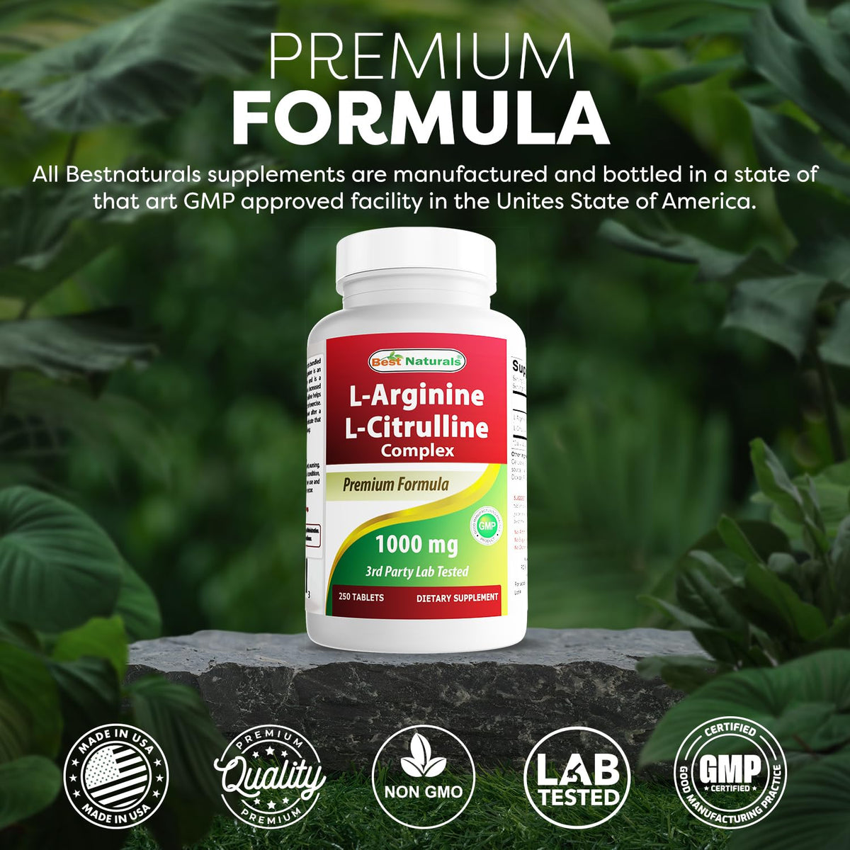 Best Naturals L-Arginine L-Citruline Complex Tablets,100 mg