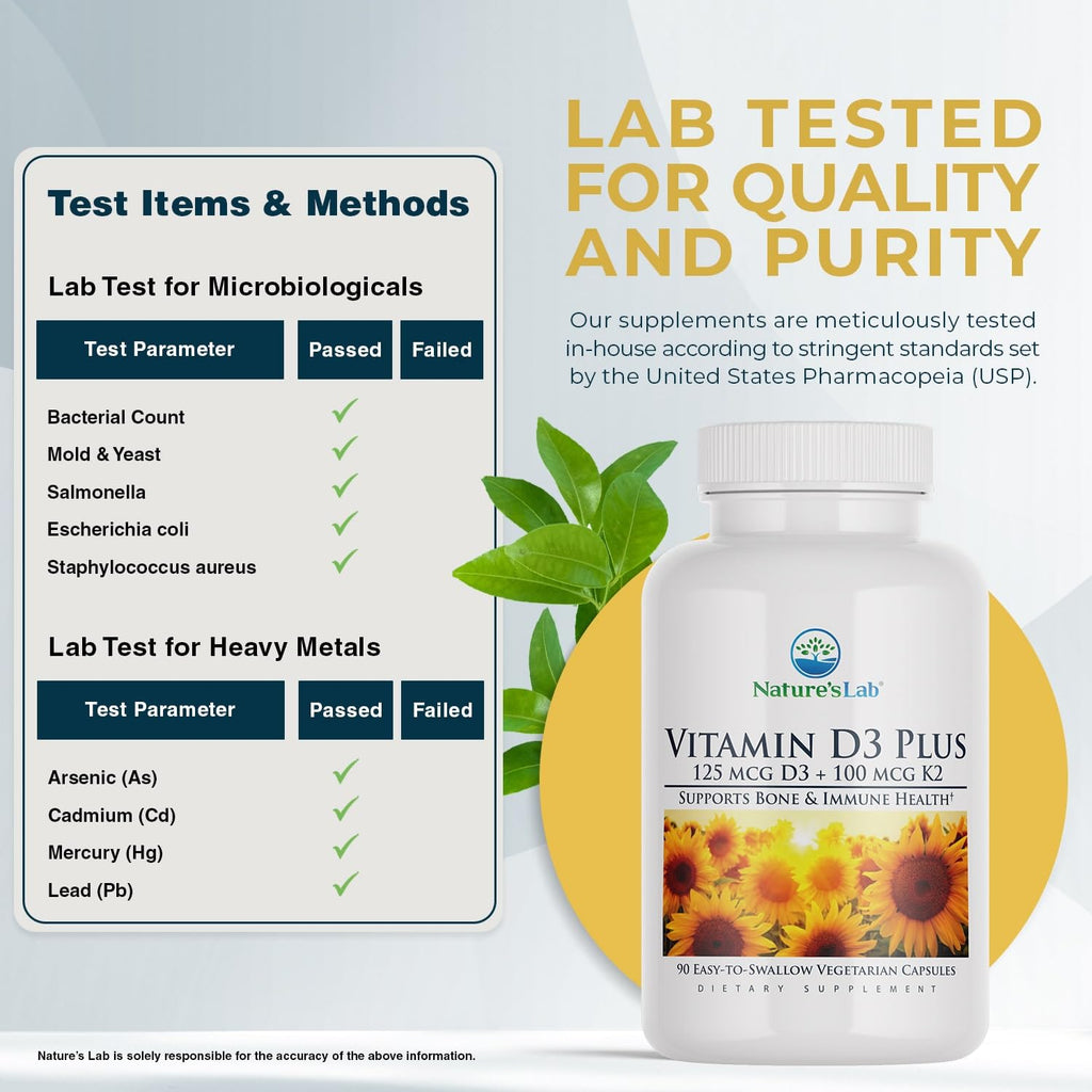 Nature's Lab Vitamin D3 Plus with K2 - 90 Capsules - image 3
