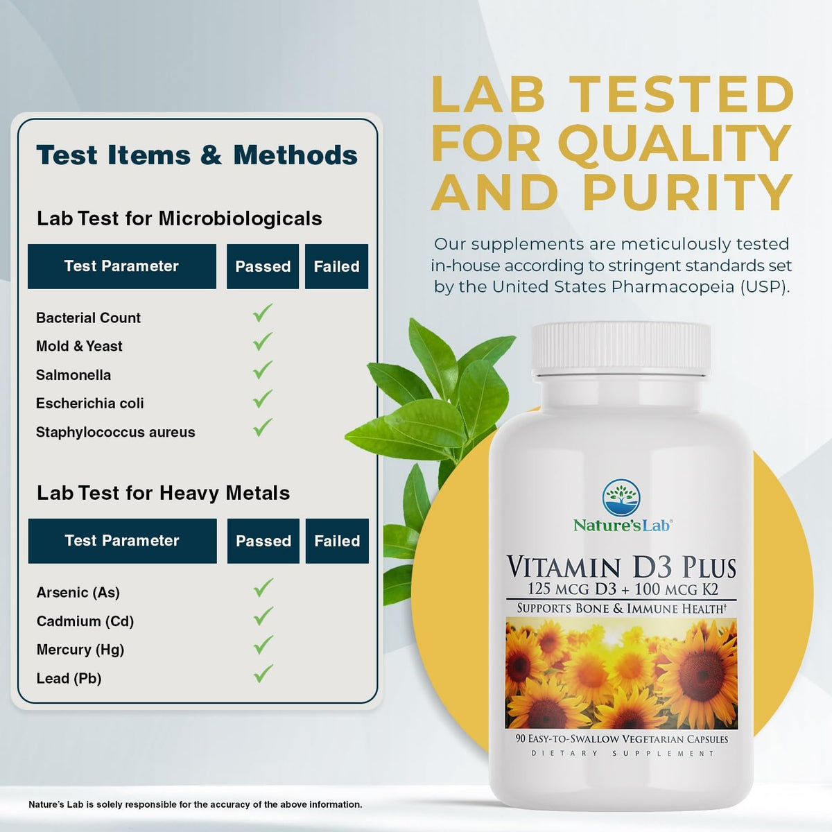 Nature's Lab Vitamin D3 Plus with K2 - 90 Capsules - image 3