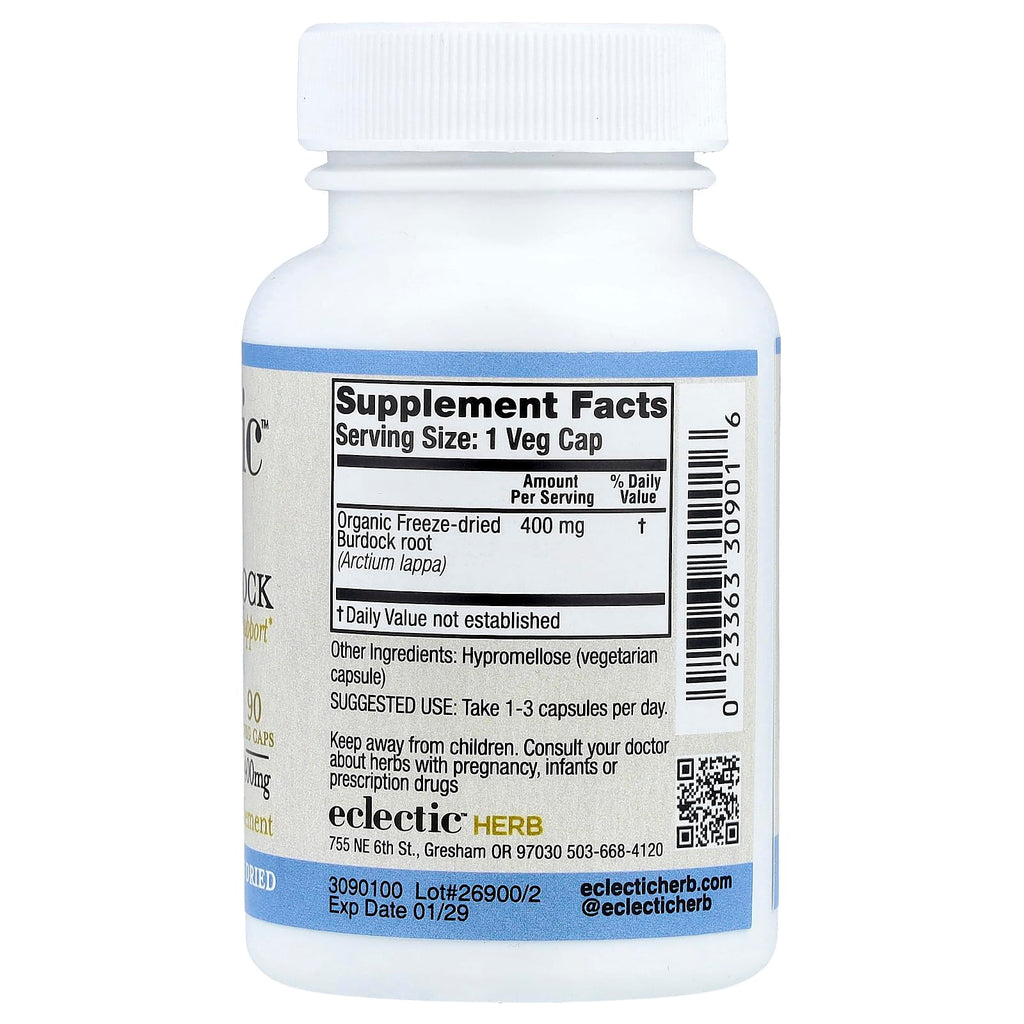Eclectic Burdock Root Capsules for Digestive Support - 90 Count - image 2