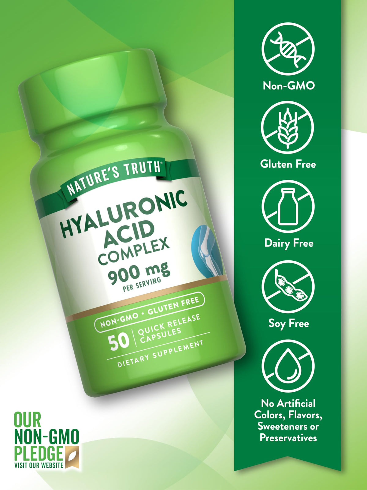Nature's Truth Hyaluronic Acid with Collagen & MSM - 50 Capsules - image 3