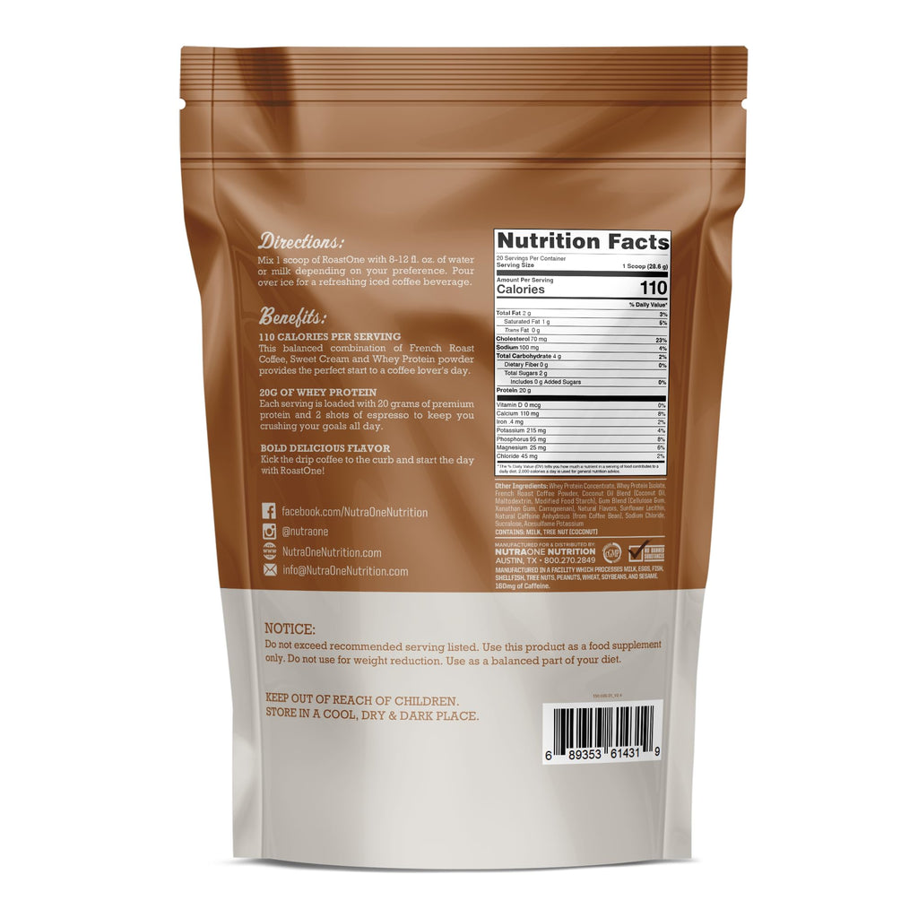 NutraOne RoastOne Coffee Protein Powder Energy & Focus - 1.35 lbs - image 2