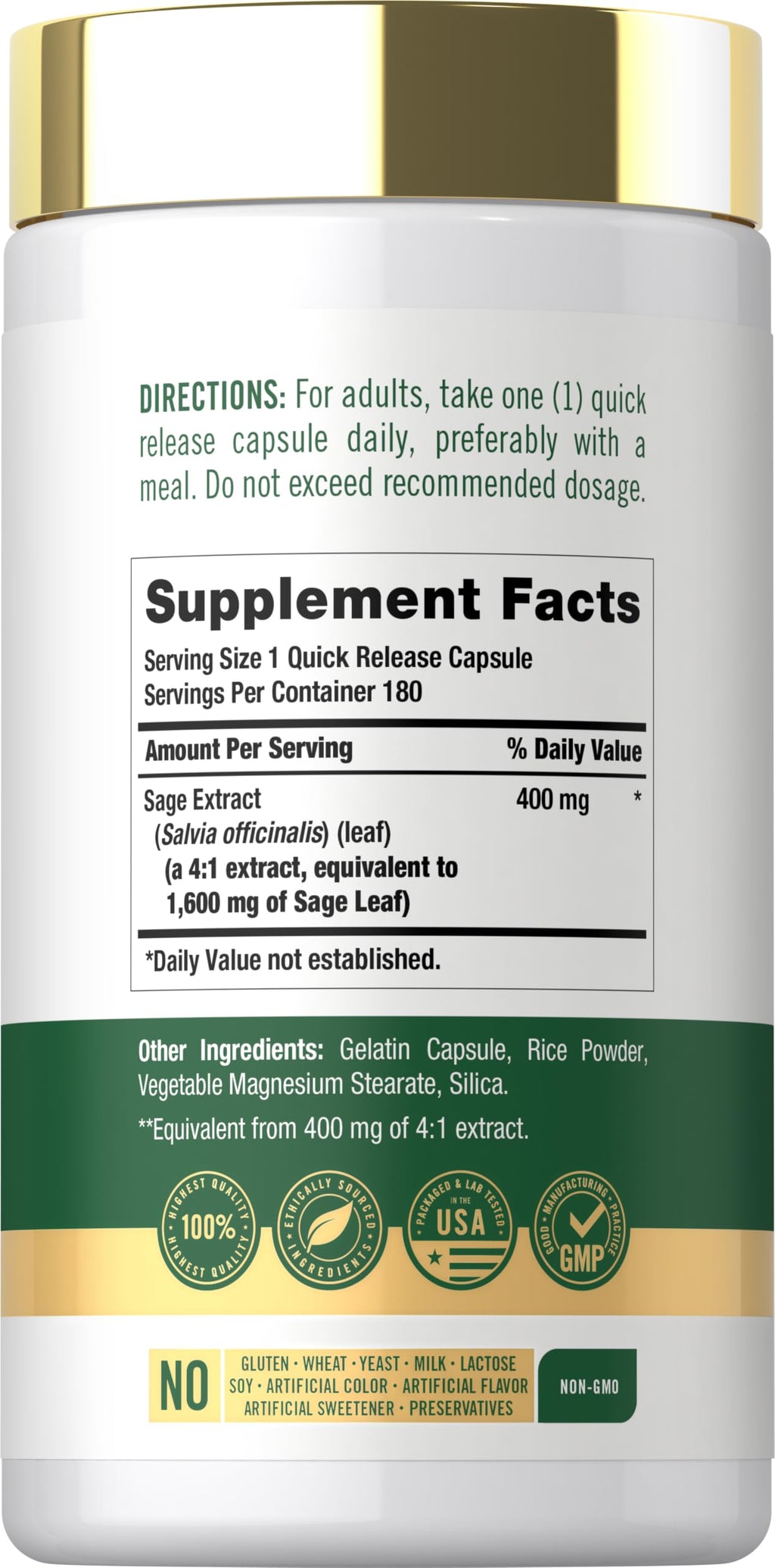 Carlyle Sage Supplement High Potency - 180 Capsules - image 2