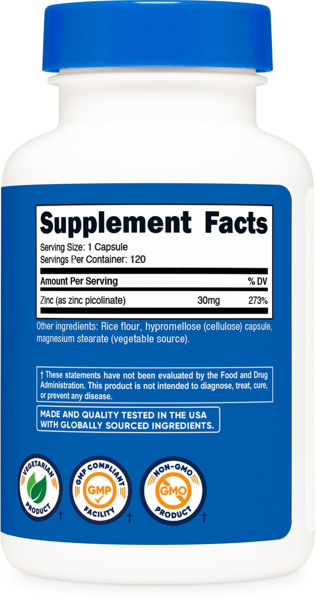 Nutricost Zinc Picolinate 30mg - Gluten Free and Non-GMO
