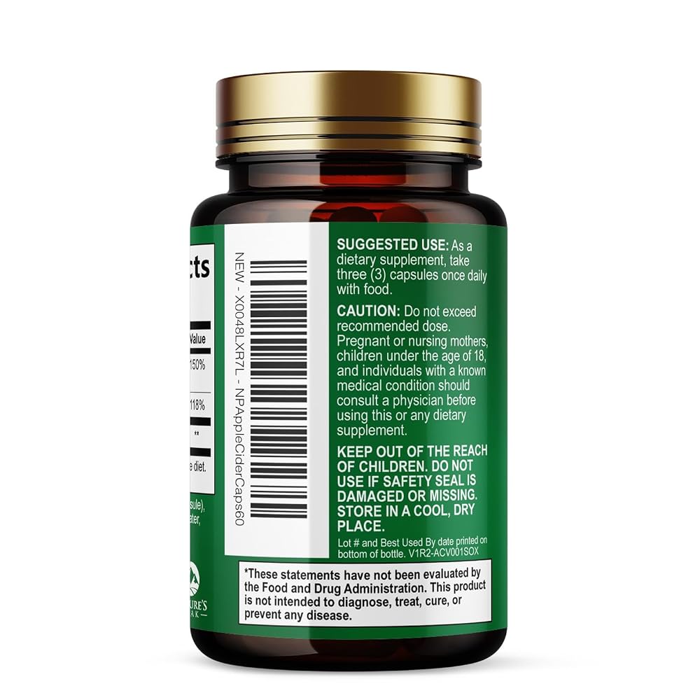 Nature's Peak Apple Cider Vinegar 1877mg Per Serving - Vitamin D3