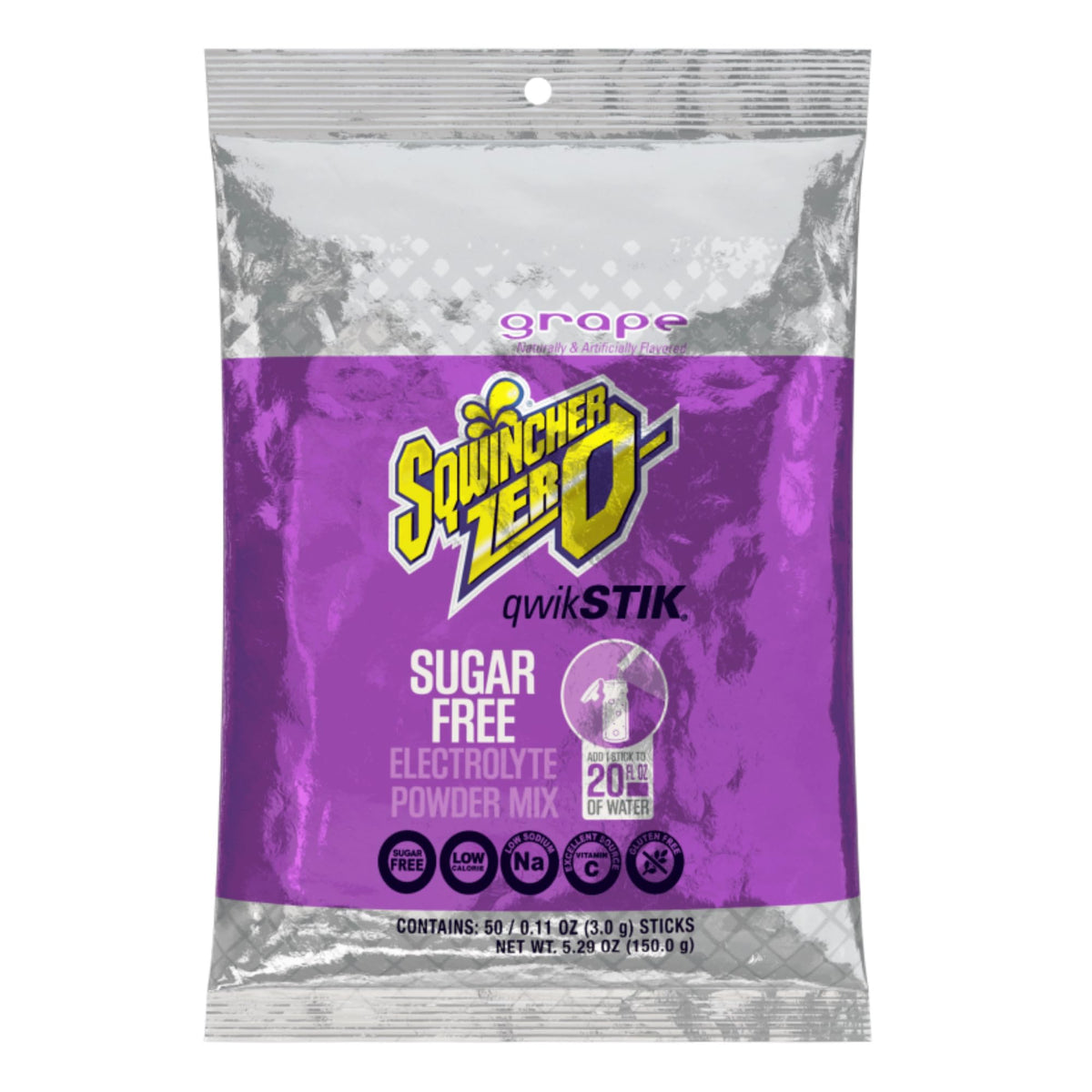 Sqwincher Zero Single Serve Qwik Stik Zero, 50 Sticks/Bag
