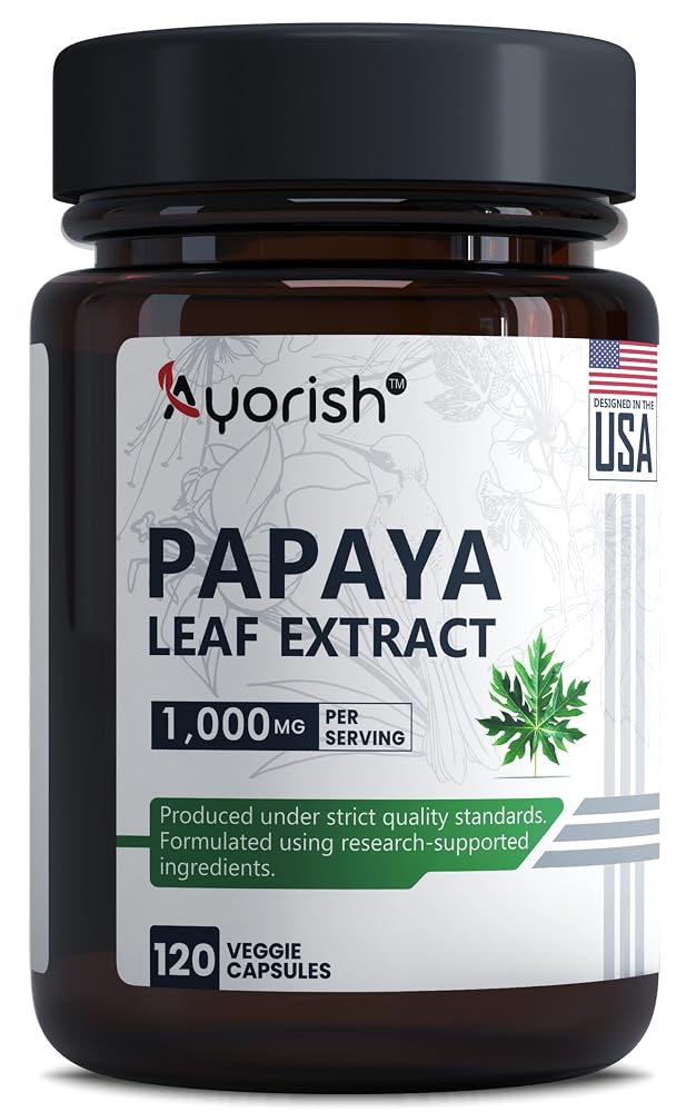 Ayorish Papaya Leaf Extract 1000mg - 120 Capsules