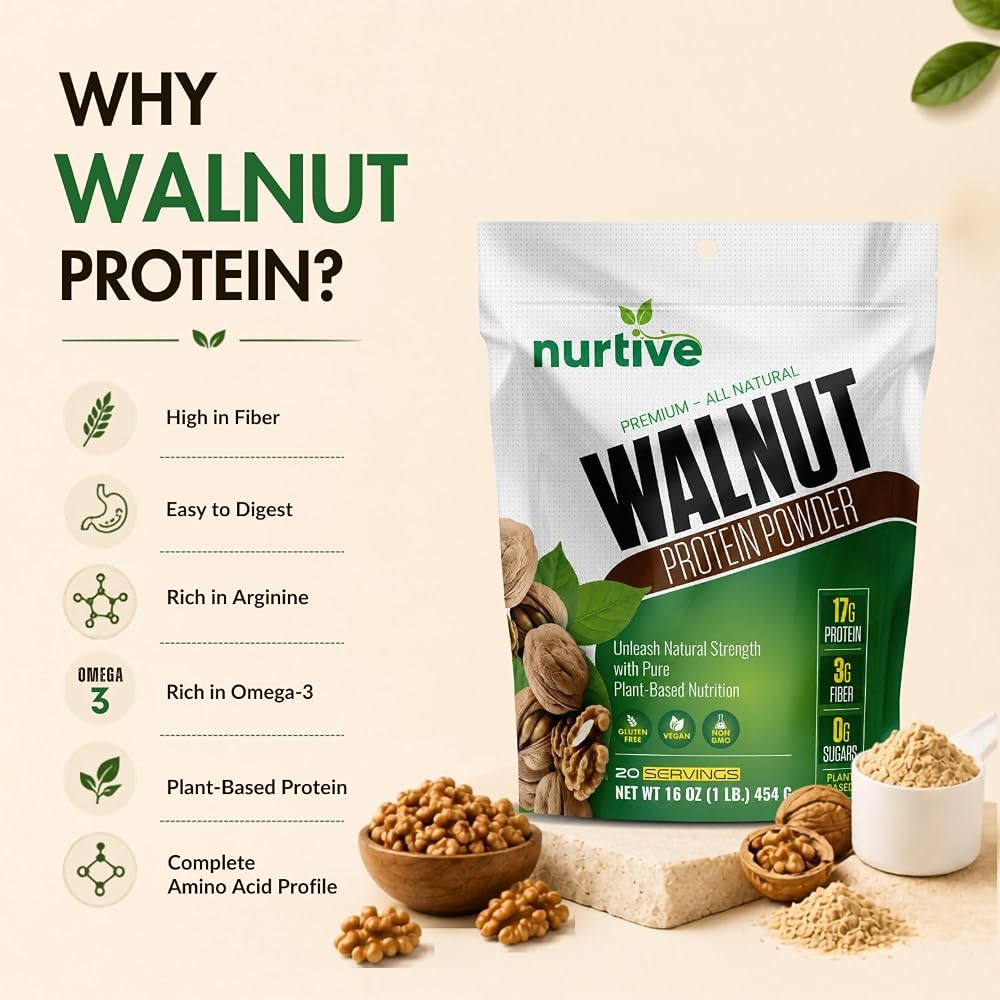 NURTIVE Walnut Protein Powder - Plant-Based - 20 Servings - image 7