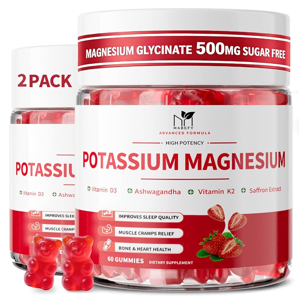 MABEFY Blueberry & Strawberry Potassium Magnesium Gummies for Sleep