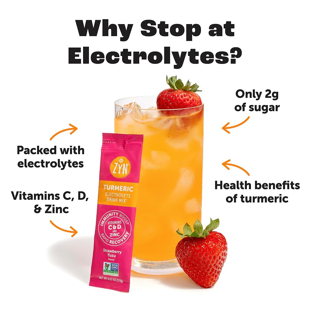 ZYN Turmeric & Electrolyte Strawberry Yuzu Drink Mix - 16 Packets - image 2