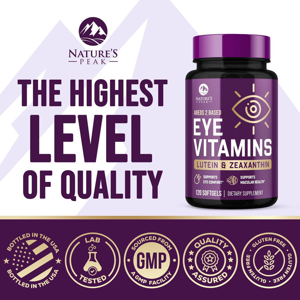 Nature's Peak Eye Vitamins Supplements - 3x Strength Eye Health