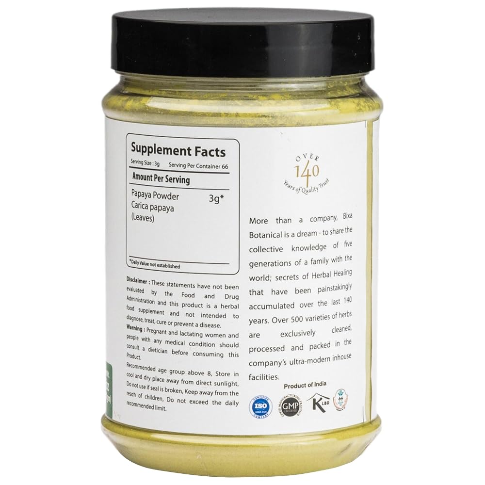 bixa BOTANICAL Papaya Leaf Powder - 200g - image 3
